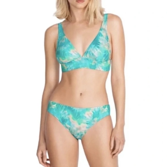 NWT Calme by Johnny Was Aqua Keys Turquoise Tie Dye 2-Piece Bikini - Picture 1 of 3